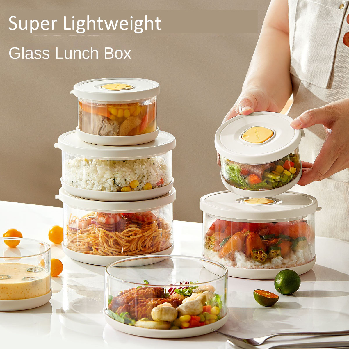 Meal Prep Frozen - Glas-Lebensmittelbehälter Luftdicht Leichtgewichtige Lunchbox für Gefrorenen