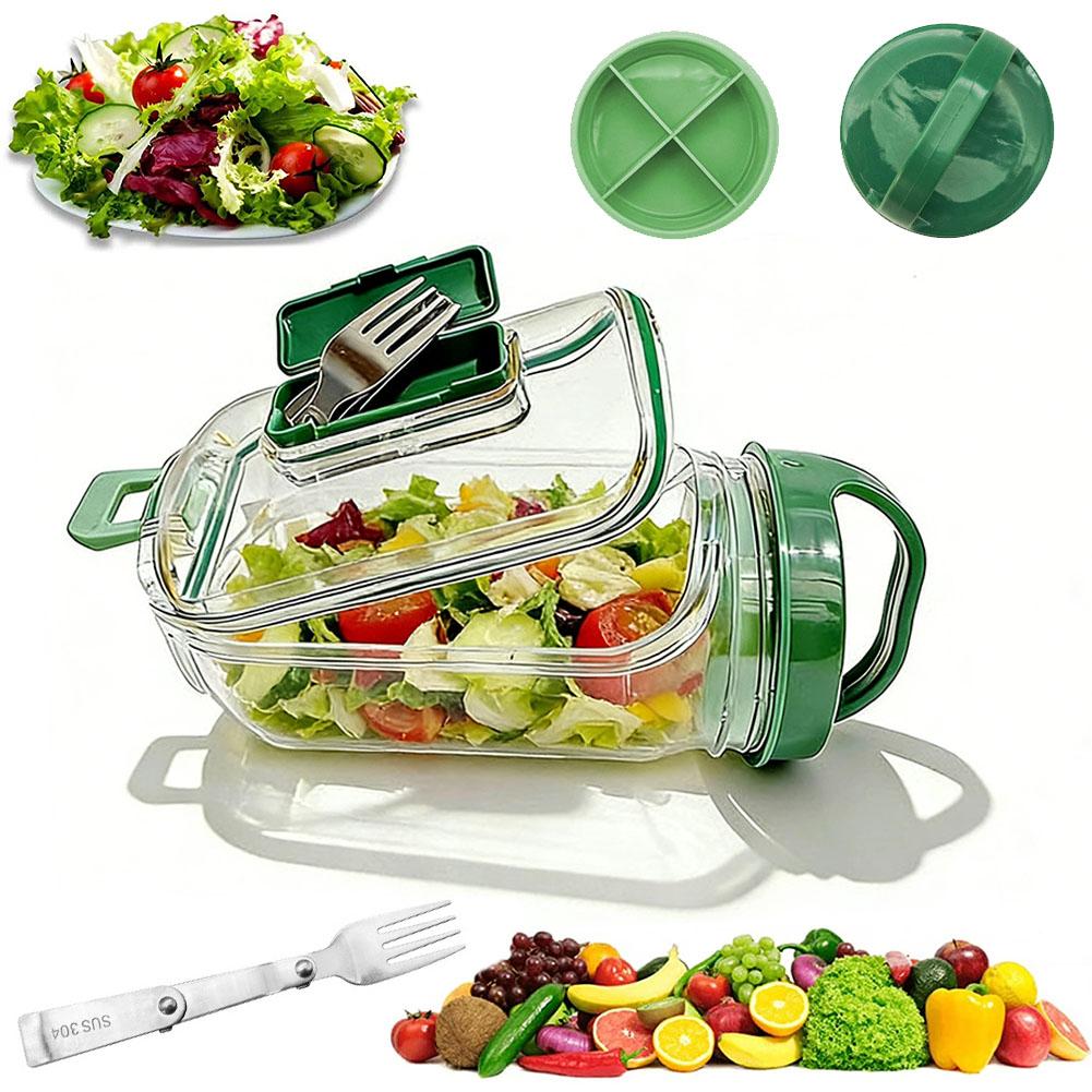 Meal Prep Container - Tragbarer Salatbehälter mit Gabel und Dressingfach
