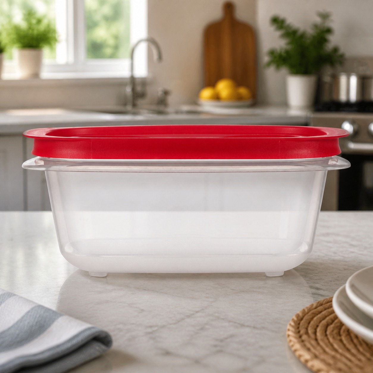 Meal Prep Container - Roter rechteckiger Lebensmittelbehälter mit einfach zu