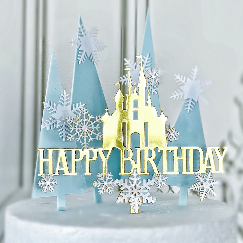 Meal Prep Frozen - Frozen Castle Geburtstagstorte Topper Dekoration Schneeflocke