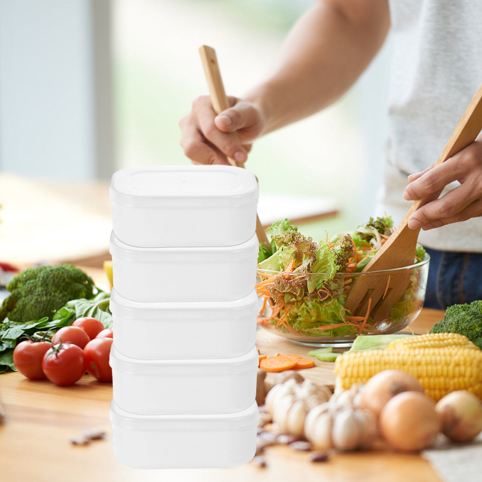 Meal Prep Healthy - 5 Stück Reiskorn-Portionierboxen Stapelbare Gefrierbare Lebensmittel-Aufbewahrungsbehälter