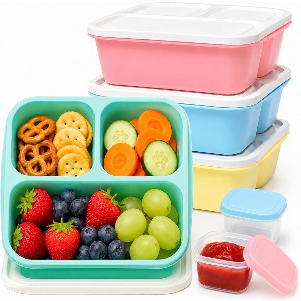 Meal Prep Healthy - 3-Fach Bento-Box Snackbehälter für Erwachsene, Wiederverwendbare