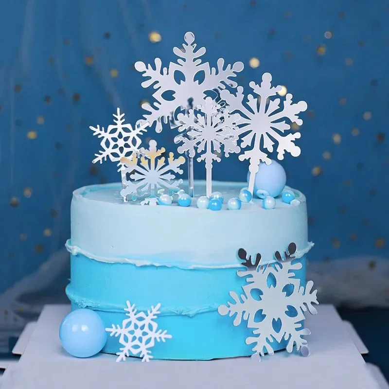 Meal Prep Frozen - 16 Stück Schneeflocken-Cupcake-Topper Frozen-Thema Kuchendekoration Geburtstagsparty-Deko
